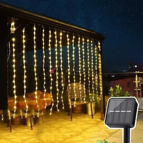 🌟Luces navideñas cortina con panel solar🎄